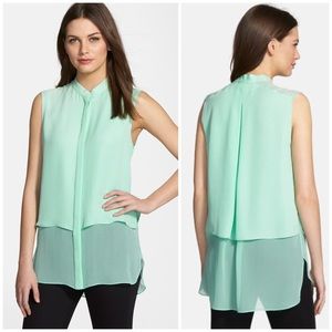 Elie Tahari Sleeveless Eve Blouse in Chlorophyll